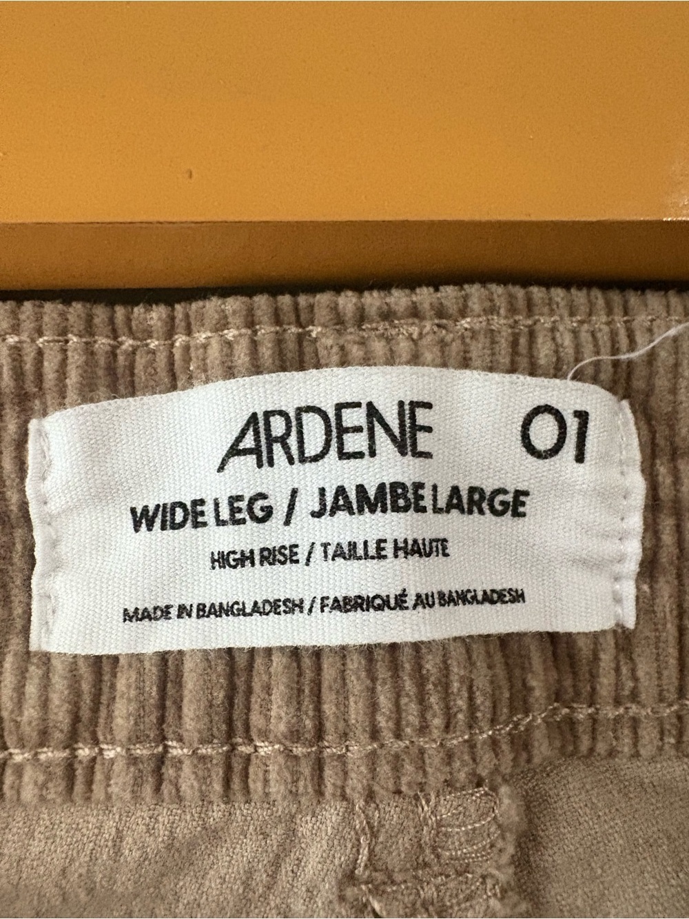 Ardene High Rise Wide Leg Corduroy Pants Beige/Taupe Size 01 - Picture 7 of 8